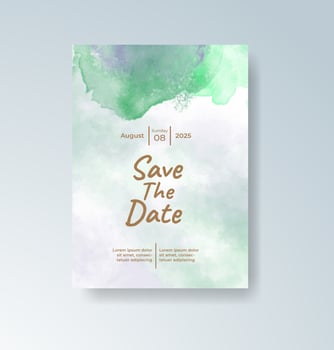 Blue and gold watercolor wedding invite. vector