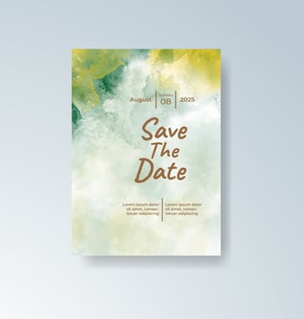 UPDelicate watercolor flowers on wedding invitation. vector