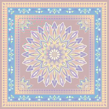 Pastel carpets, pastel colored decorative tiles, ethnic tribal fabric patterns vector