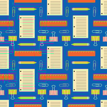 Colorful stationery pattern on blue background vector