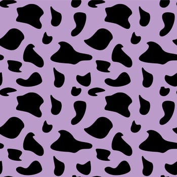 Modern cow print pattern on vibrant purple background. Bold design for fashion textiles, creative projects, and statement decor. vector