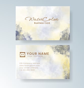 Abstract watercolor overlay adding charm to contact cards. vector