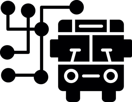 Detailed Bus Route Map Glyph vector