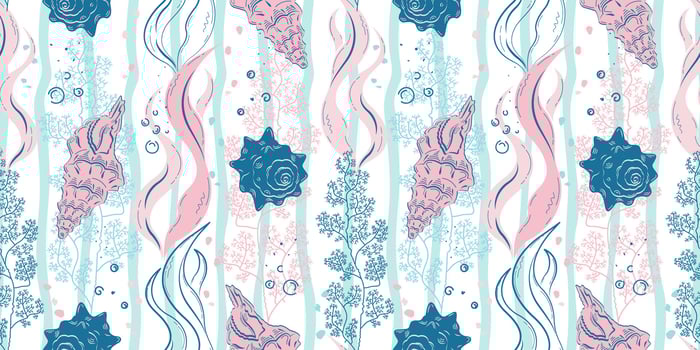 Seashell pattern with aquatic elements vector