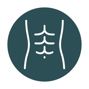 Sixpack abs icon in teal circle. Icon symbol illustration vector