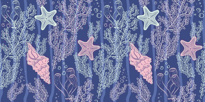 Underwater pattern with sea creatures vector