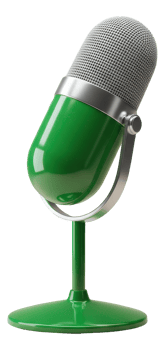 Vibrant green vintage style microphone for audio recording and live events png