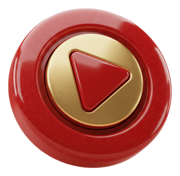 Premium red and gold play button for digital media and user interface designs png