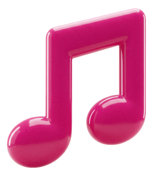 Shiny pink 3d musical note symbol for music, sound, and entertainment concepts png