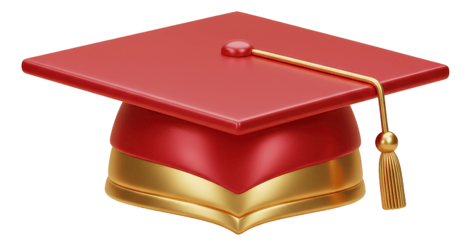 Vibrant red and gold graduation cap with tassel celebrating academic achievement png