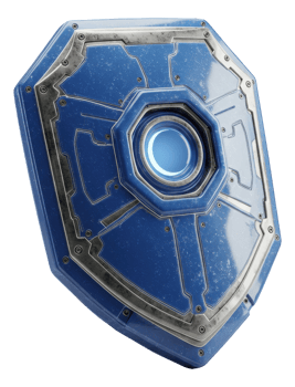 Futuristic blue energy shield with metallic details for gaming or sci fi concepts png