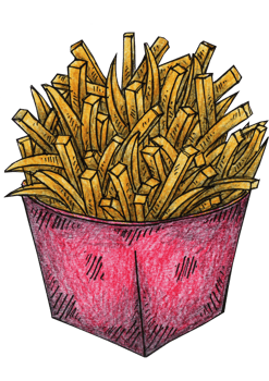 hand drawn illustration of french fries png