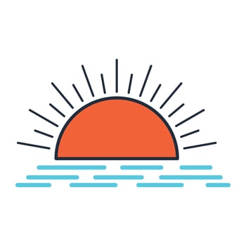 A sun is rising over the water vector
