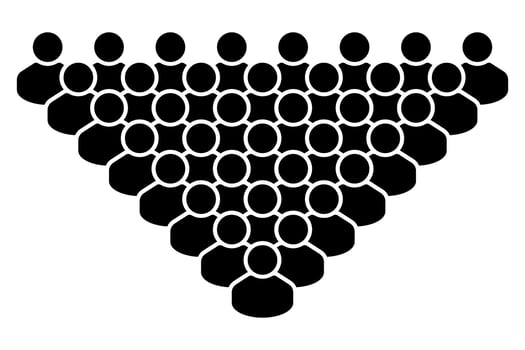 Crowd of People Icon Silhouette. Black Human Figures Forming a Triangle Shape. Teamwork, Group, Leadership, Community, and Society Concept. vector