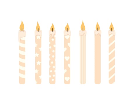 Candles for birthday cake. Decorative element vector