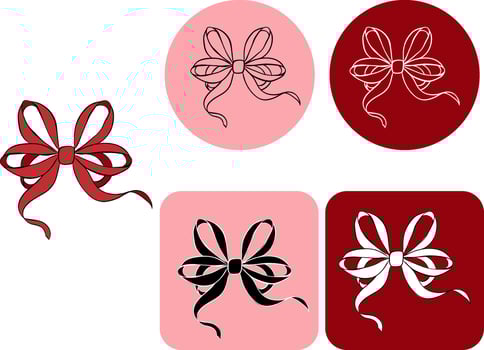 Red Ribbon logotype. graphic line ink illustration. Red Silk Ribbon, Perfect for cards, decorations, stickers, logo, menu, various designs. texture for bedsheets, pajamas, wrapping papers. vector