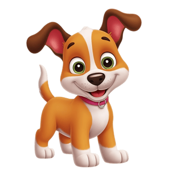 Cute Cartoon Puppy with Orange and White Fur and Wagging Tail png