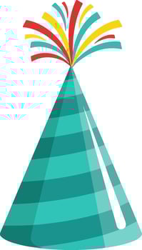 Teal Party Hat with Colorful Streamers vector