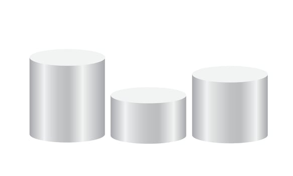 Three elegant white cylinder podium display vector
