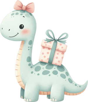 Adorable dinosaur birthday gift png