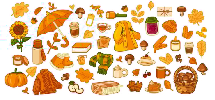 Cozy autumn elements illustration vector