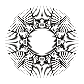 a radiant sun with bold, black lines png
