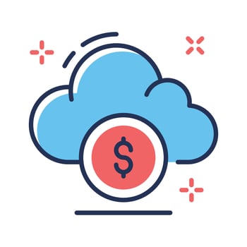 A premium linear icon of digital cloud money vector