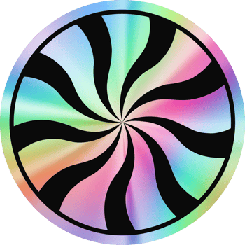 Holographic circle sticker. Gradient foil shape. Neon iridescent emblem with symbol. Y2k quality tape png