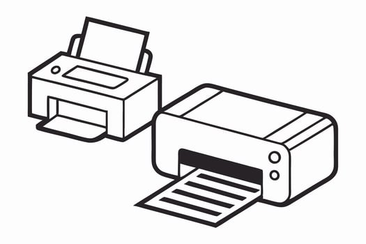 Two Printers Inkjet and Laser Printer Icon vector