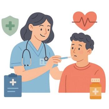 Illustration of a doctor checking a patient's pulse png