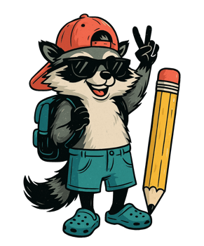 Funny Racoon Boy Kids Back School png