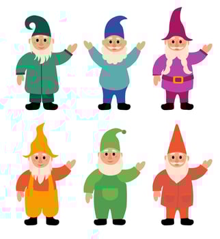 Set of Garden Gnomes. flat illustration. vector