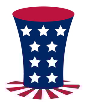 Uncle Sam hat featuring a stars and stripes design embodies patriotism and celebrates U.S. Holidays like Independence Day and Veterans Day, symbolizing national pride vector