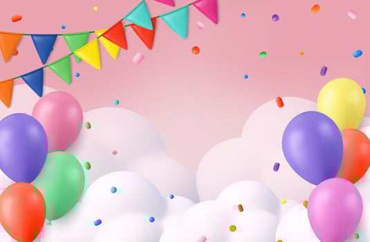 Colorful balloons and festive flags vector