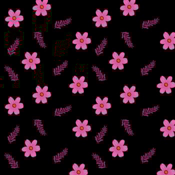 Pink flower and pink leaf ornament seamless pattern vector