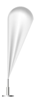 Realistic white advertising beach flag waving gracefully on a sturdy metal pole, serving as an ideal canvas for displaying unique designs or impactful messages in outdoor settings vector
