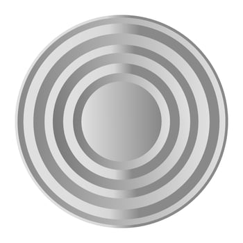 Concentric grey circles are radiating outwards, creating a metallic silver round frame with a smooth gradient, perfect for backgrounds and designs vector