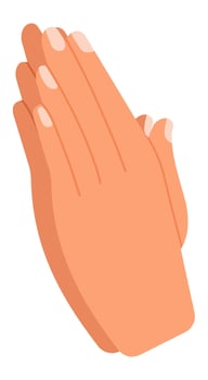 Two hands joined together in a praying gesture, symbolizing hope, spirituality, and religious devotion, creating a serene and contemplative atmosphere vector