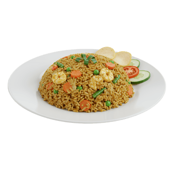 Shrimp Fried Rice with Vegetables and Crackers png