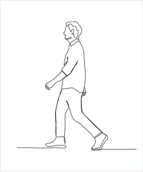 A man walking - single line drawing. vector