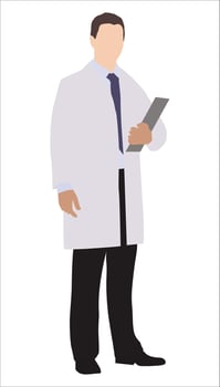 Cartoon people character design young handsome doctor standing with smiling face. vector