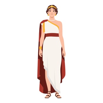 Elegant Roman Woman in Toga Dress. vector