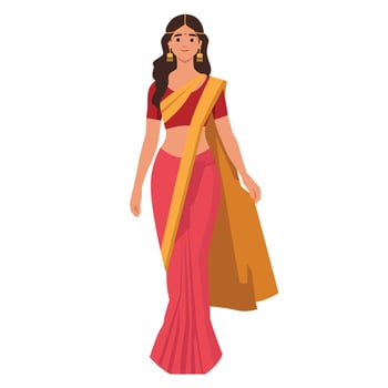 Graceful Indian Woman in Traditional Saree. vector