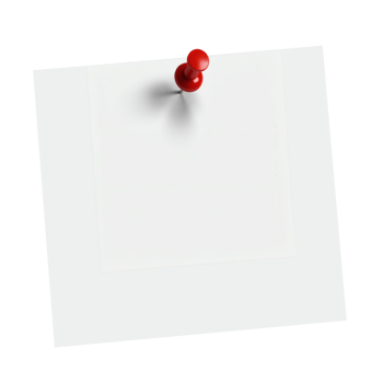 White Note with Red Pushpin on Transparent Background png