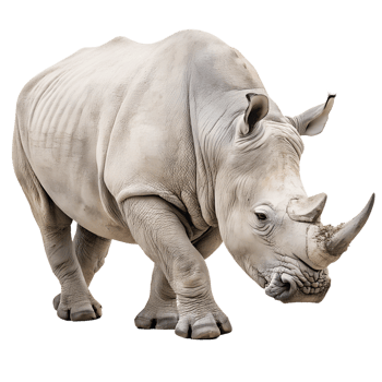 White Rhinoceros walking. isolated on transparent background png