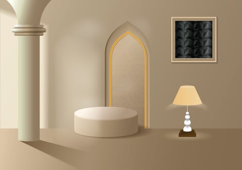 Minimalist Interior with Soft Lighting and Architectural Elements vector