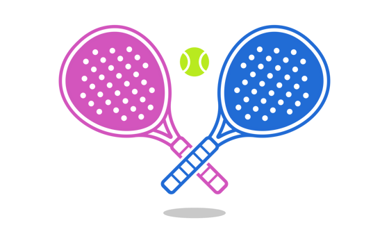 Padel logo with crossed design. Padel icon with pink and blue colors.Padel sport symbol png