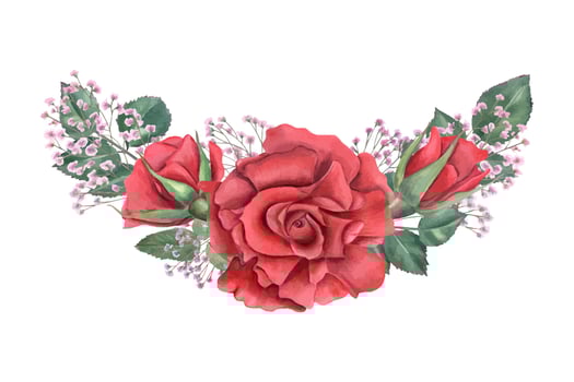 Watercolor red roses floral design vector
