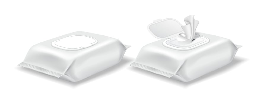 Cleaning wipes in white packaging vector