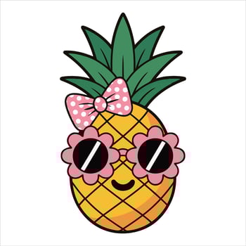 Cute Pineapple with Sunglasses vector